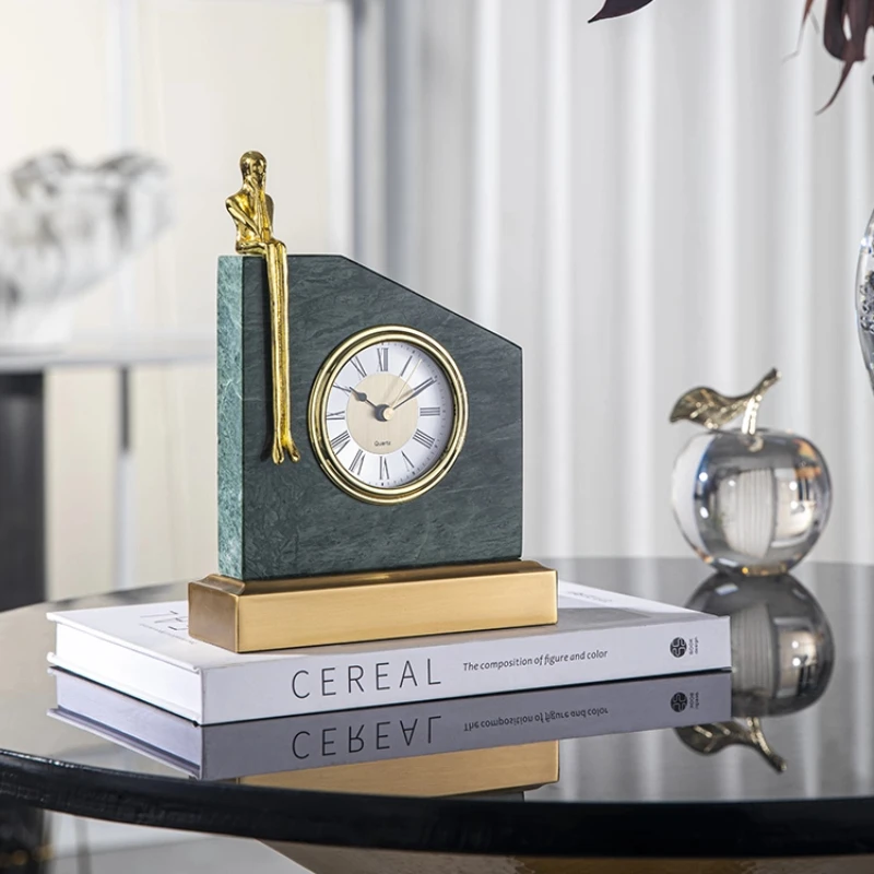 

‌ Европейский минималистичный будильник | Настольные часы мраморные | Геометрический декор стола для спальни | Роскошное украшение для прихожей