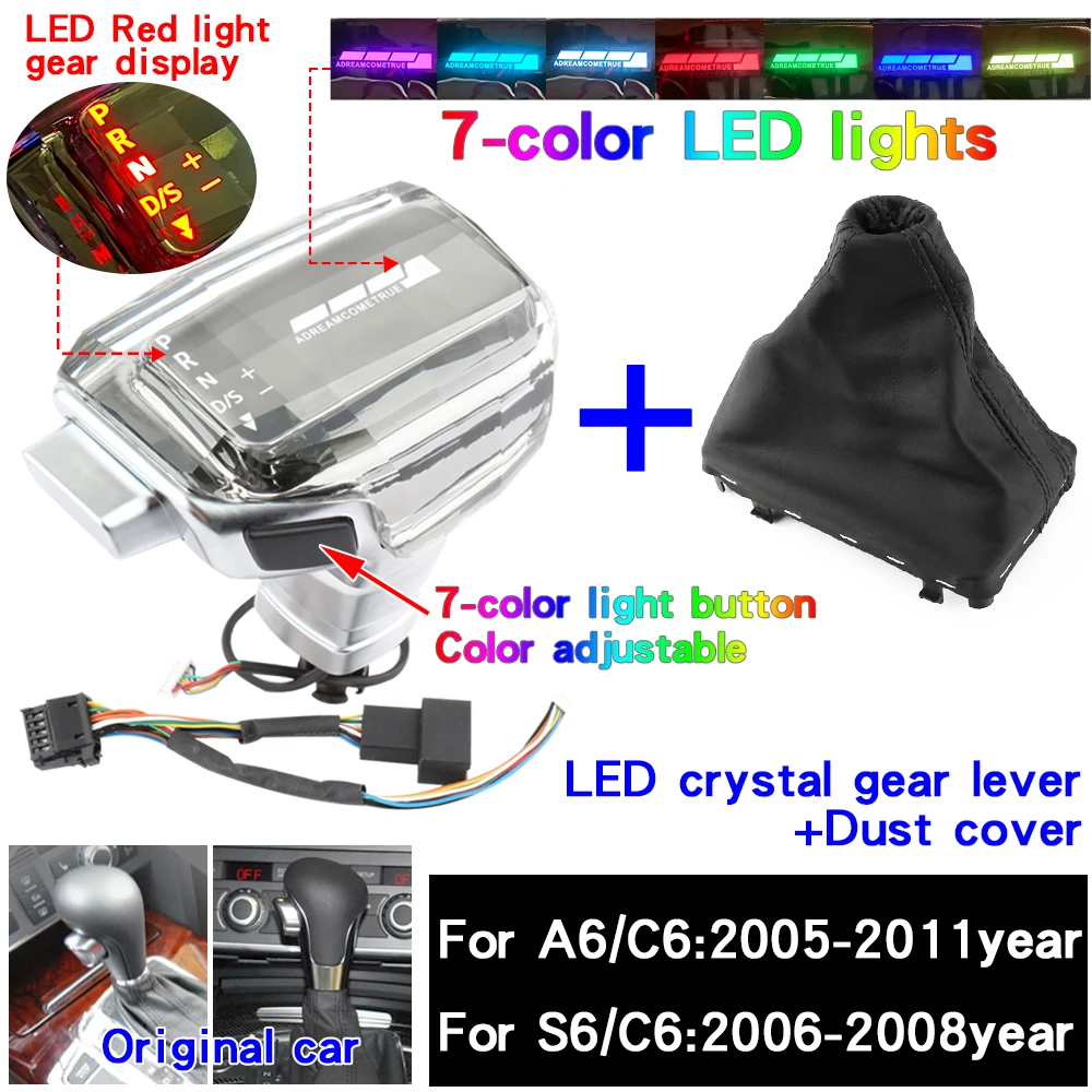Led versnellingspookknop, schakelhendel, versnellingspook, versnellingshendel, auto-accessoires voor Audi A4 B8 A6 C6 C7 A7 S7 S6 Q7 Q5 8R A5 S5