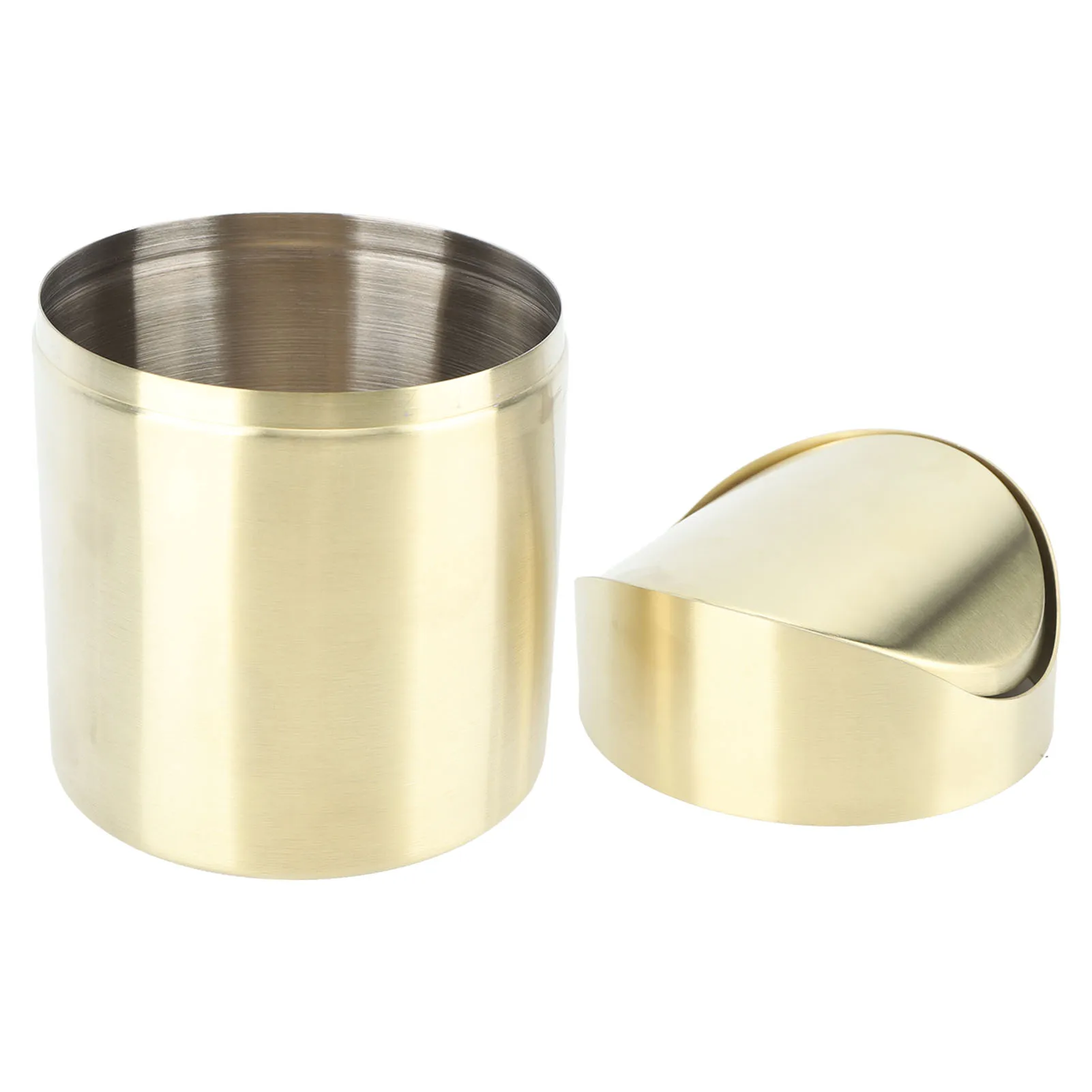 Portable Desktop Trash Can Anti Pollution Fingerprint Proof Compact 304 Stainless Steel Mini Countertop Trash Can For Office