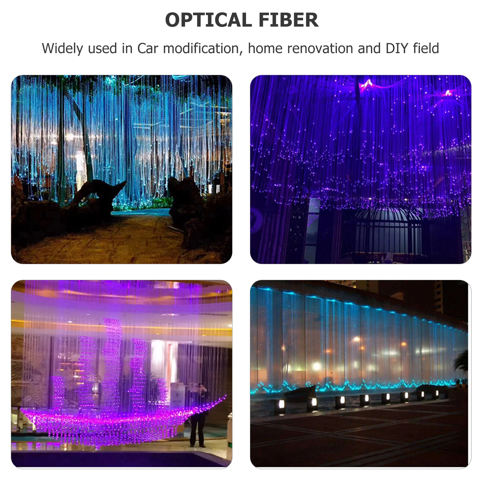 

100M Optical Fiber High Transparency PMMA Water Resist NonConductive Lighting Decor Car DIY Fountains Pools Spas