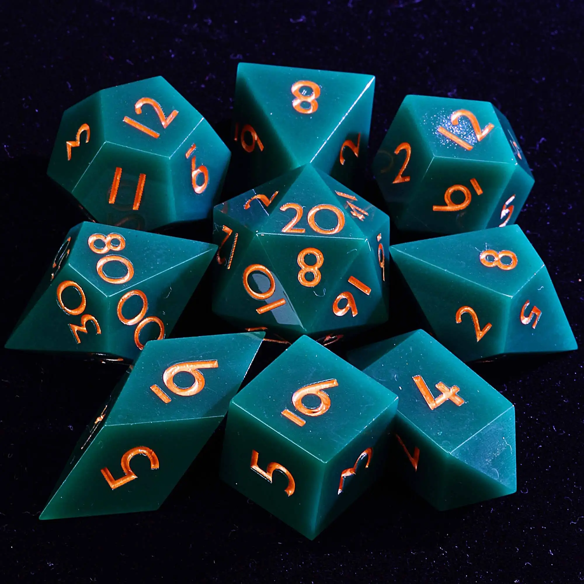 

9 Polyhedral Resin Set DnD Dice Hunter Forest Tomb