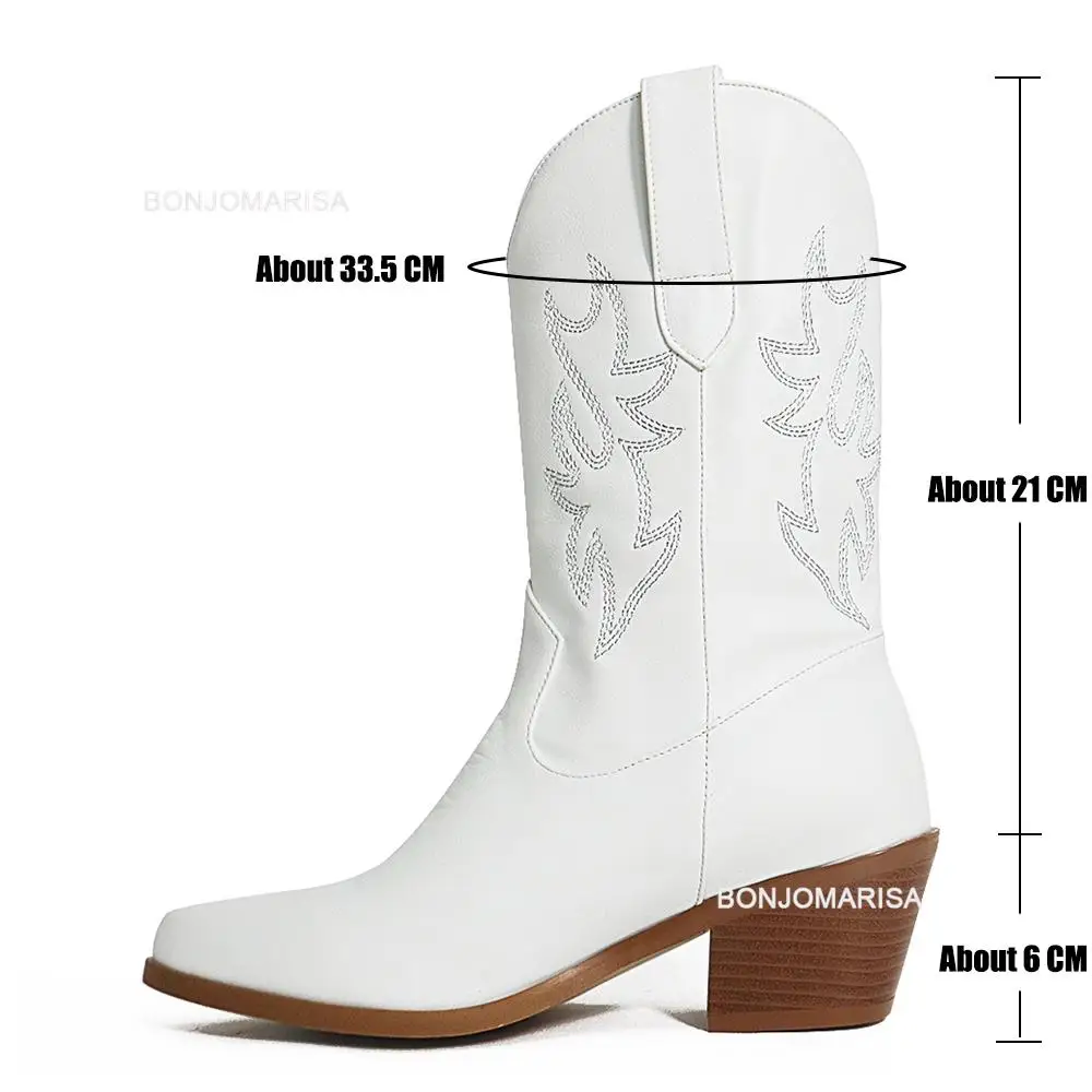 Cowboy Ankle White Boots For Women 2022 Cowgirl Fashion Western Boots Women Embroidered Casual Pointed Toe Designer Shoes