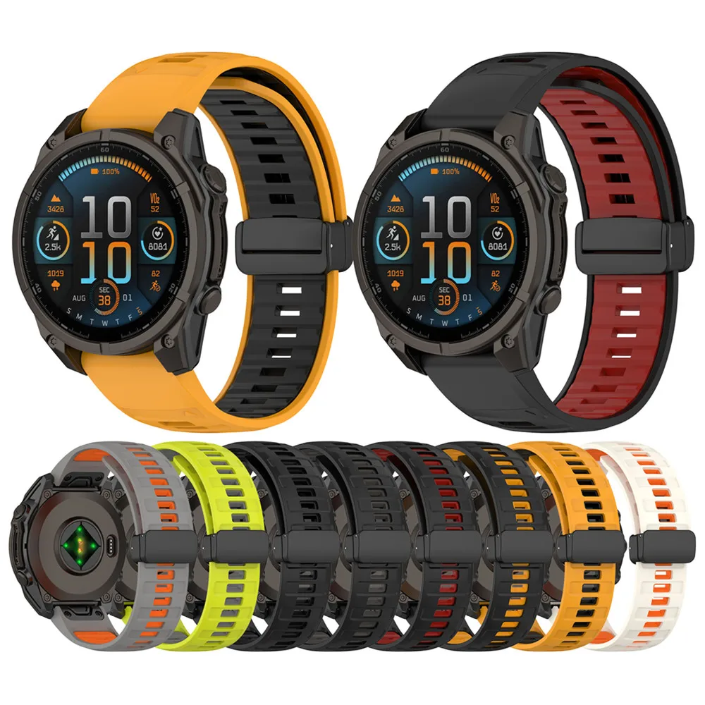 

22mm 26mm Silicone Dual Colors Watch Band Bracelet For Garmin fenix Enduro 3 2 / Forerunner 935 945 955 965 Watch Strap Soft Wri