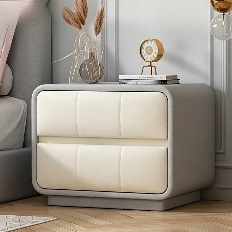 Soft bag bedside table Simple double extraction leather locker Storage cabinet Bedside cabinet
