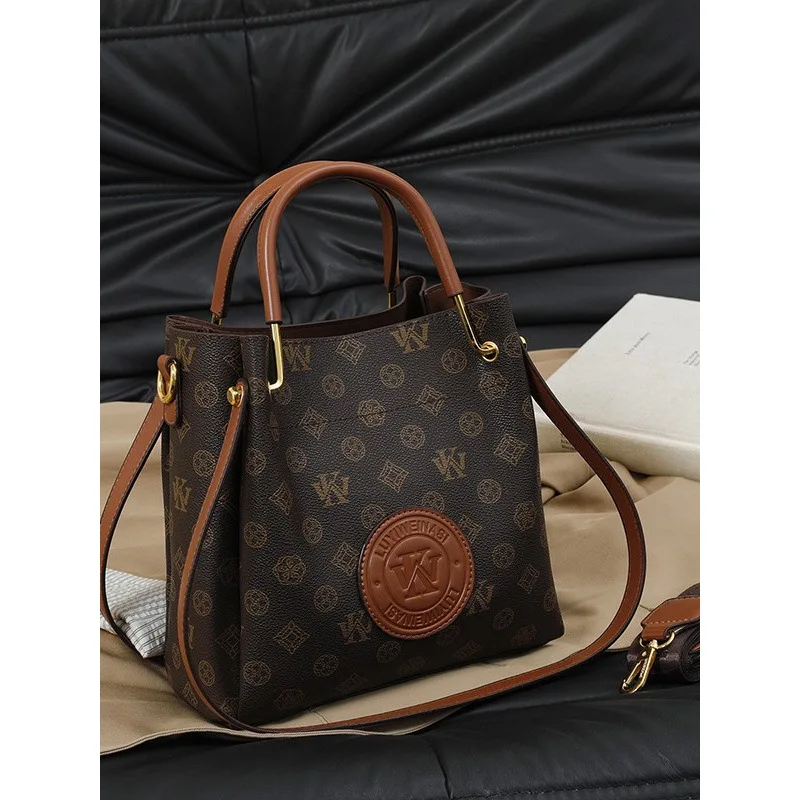 

2025 Luxe Print Bucket Bag, Fashion Shoulder Purse for Women, Minimalist Crossbody Tote, Versatile Day-to-Night Bag, Textured