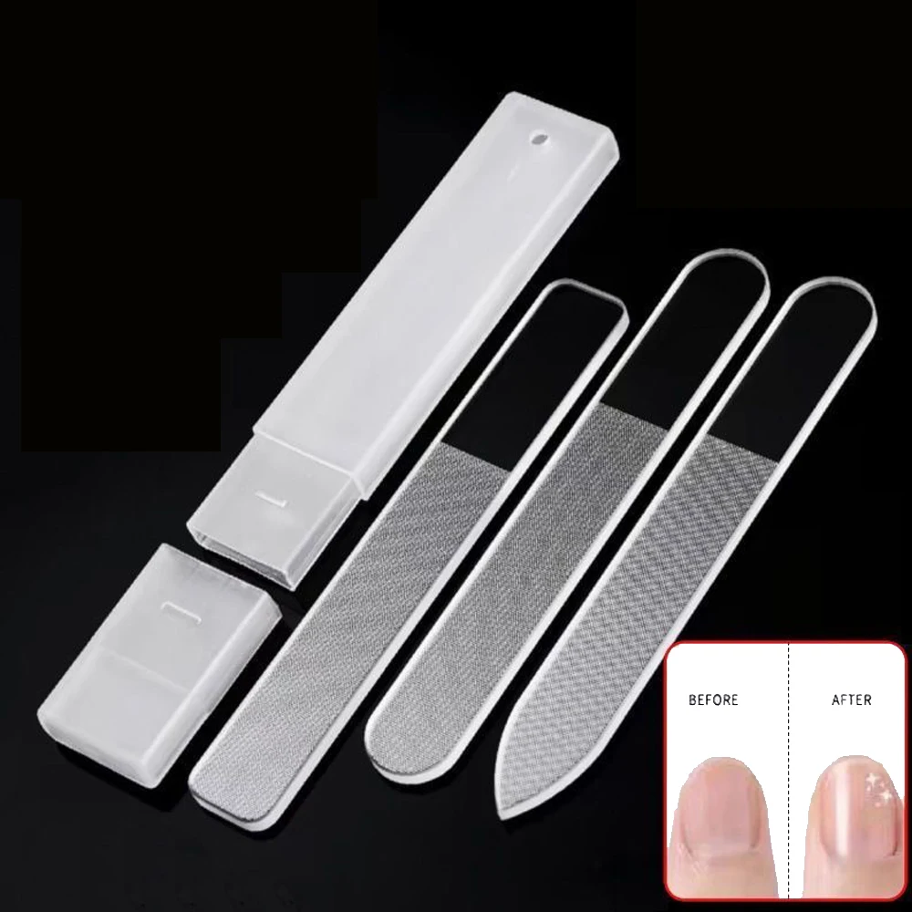 

3Pcs Professional Nano Glass Nail Files Transparent Sanding Polishing Grinding Nail Files Trims Shines Buffs Nail Manicure Tools