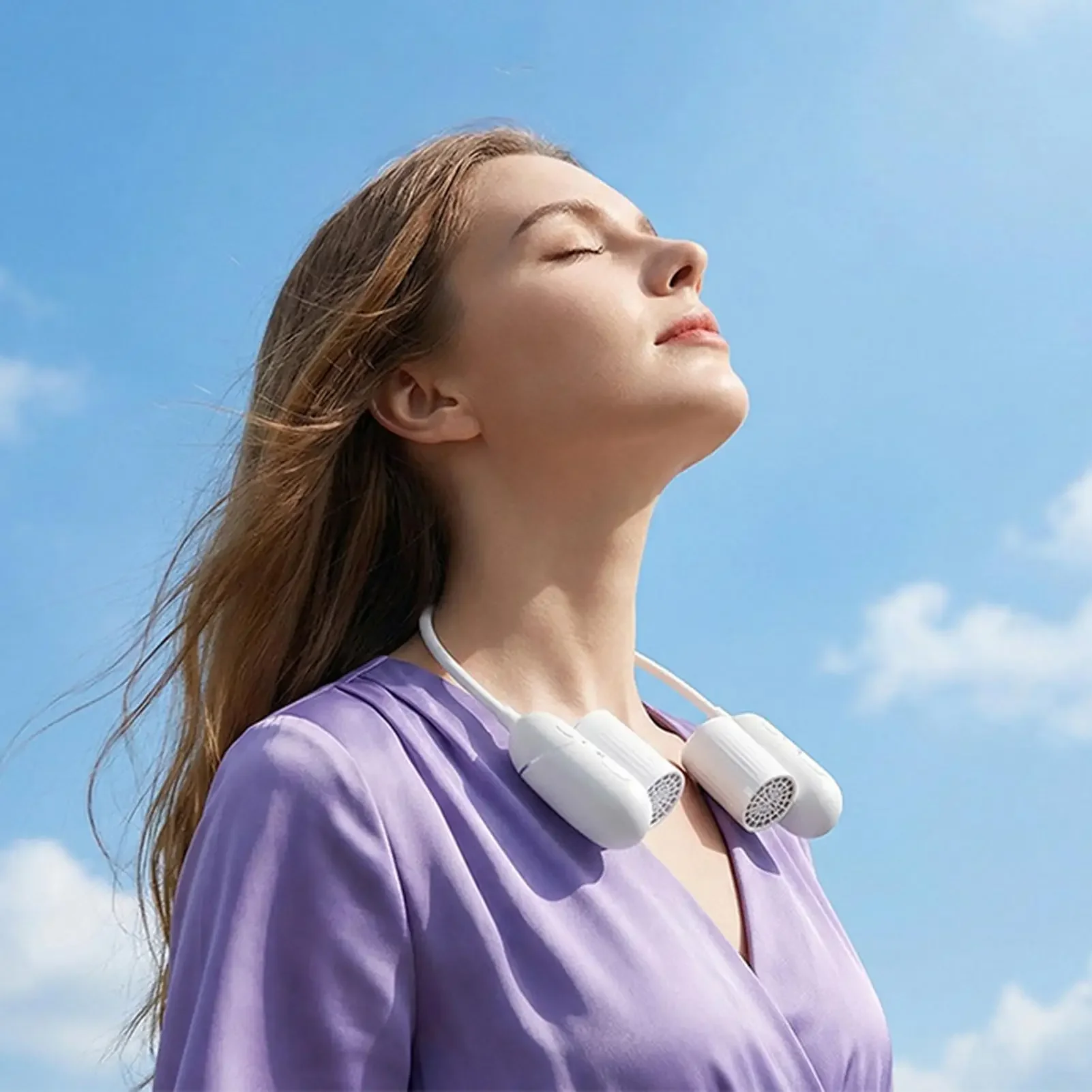 Neck Cooling Fan Quiet Rechargeable Wearable Travel Neck Fan for Camping Traveling Fishing Office Commuting Men Women Youth