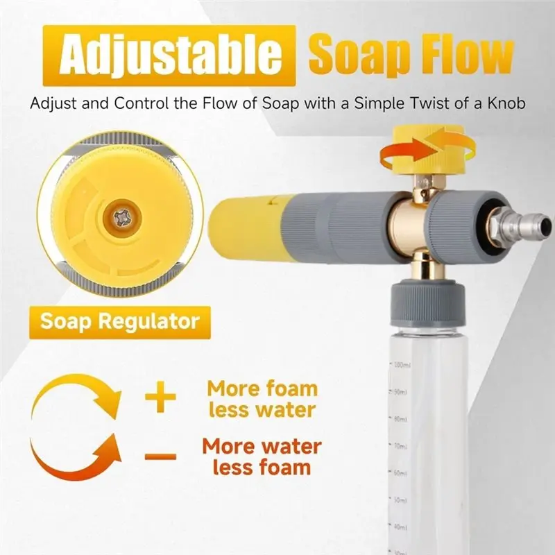 AS57-For Pressure Washer Compatible Mini Foam Cannon With Dual Connector 5 Nozzle Tips 1/4 Inch Quick Connect For Car Wash