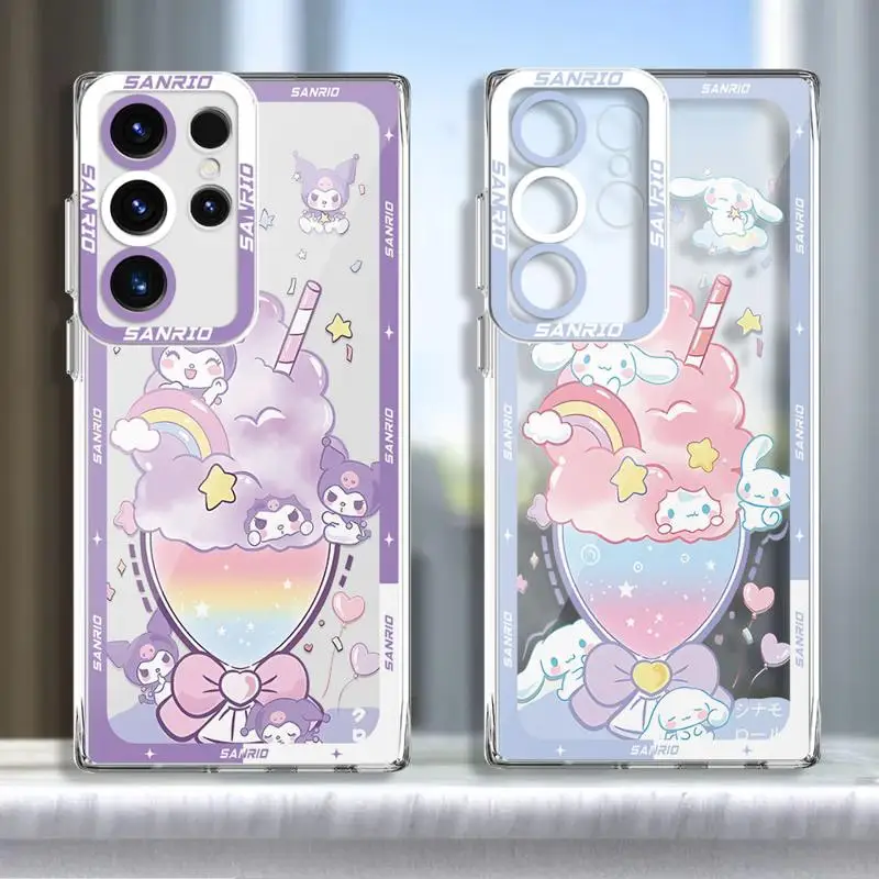 Cute Cinnamoroll Kuromi Case for Samsung Galaxy S23 S24 Ultra 5G S20 FE S21 S22 S10 Plus Note 20 Ultra 10 Plus Transparent Soft