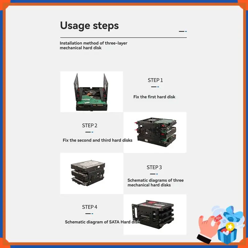 Braket Pemasangan Hard Disk Kompak Braket Hard Drive untuk 2.5In/3.5In SAS/SATA HDD SSD DIY Rak Rak Hollowout Logam Penyimpanan