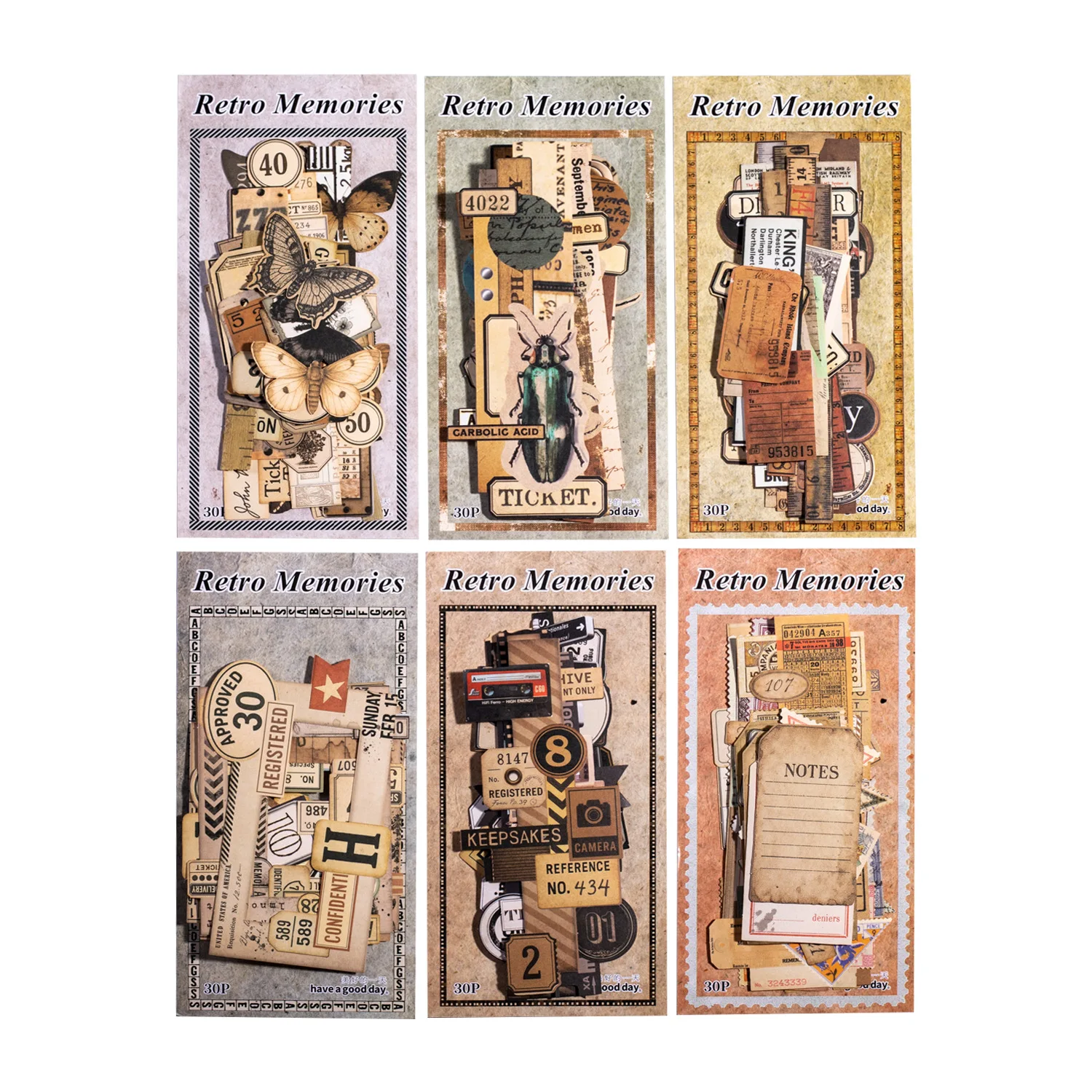 30 pçs/lote Memo Pads Material Papel Retro memórias Junk Journal Scrapbooking Cartões Retro Fundo Decoração Papel