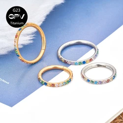 Couple Perforated Nose Ring G23 Titanium Alloy Inset 5A Colored Zircon Rock Hip-Hop Punk Body Piercing Jewelry Earrings