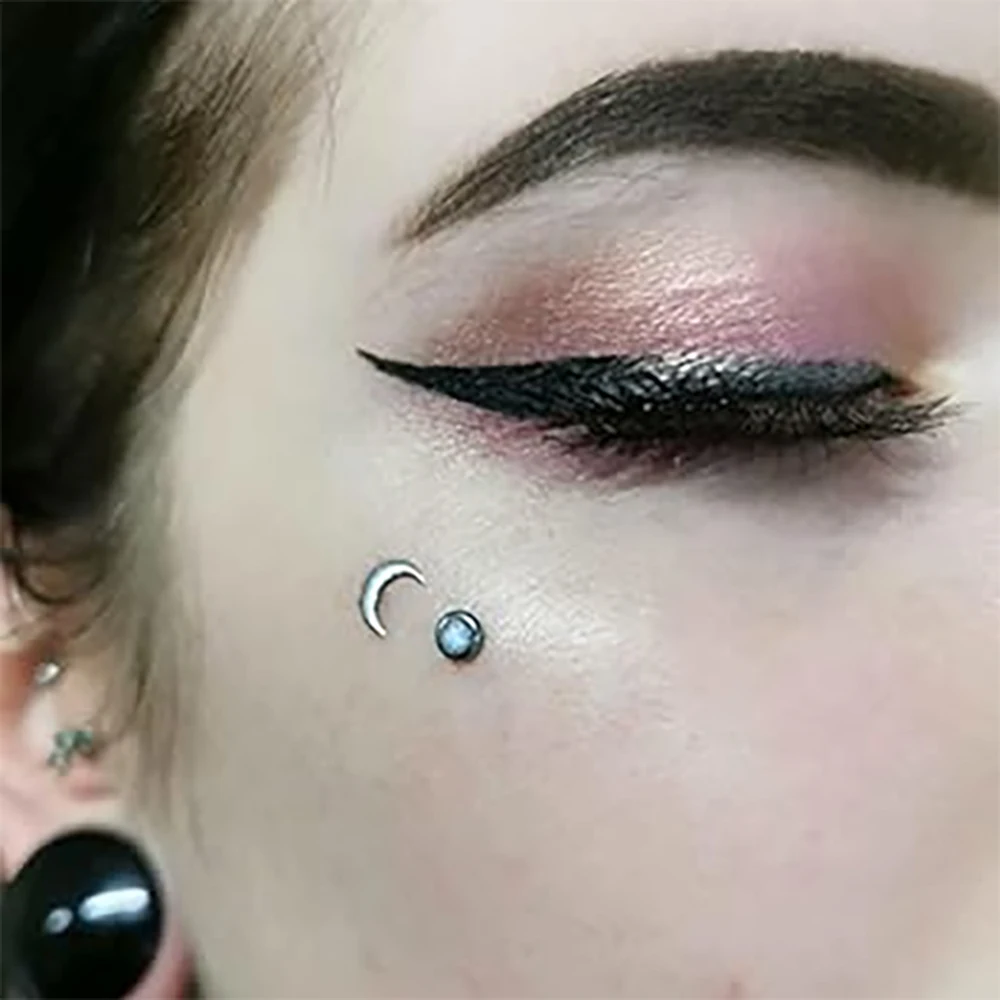1Pcs 16g Stainless Steel Micro Dermal Piercings Dermal Anchor Moon/Star/Triangle Top Piercings Skin Diver Piercing Body Jewelry
