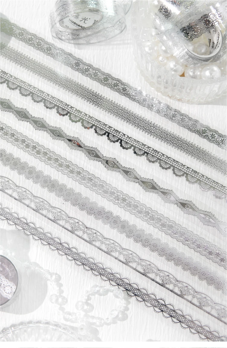 Journal GO 1,8cmx2m Romantisches Spitzenband Vintage Spitzen-Landschaftsmaterial Collage PET-Band Kreatives DIY Journal Schreibwaren-Aufkleber – Detail 19