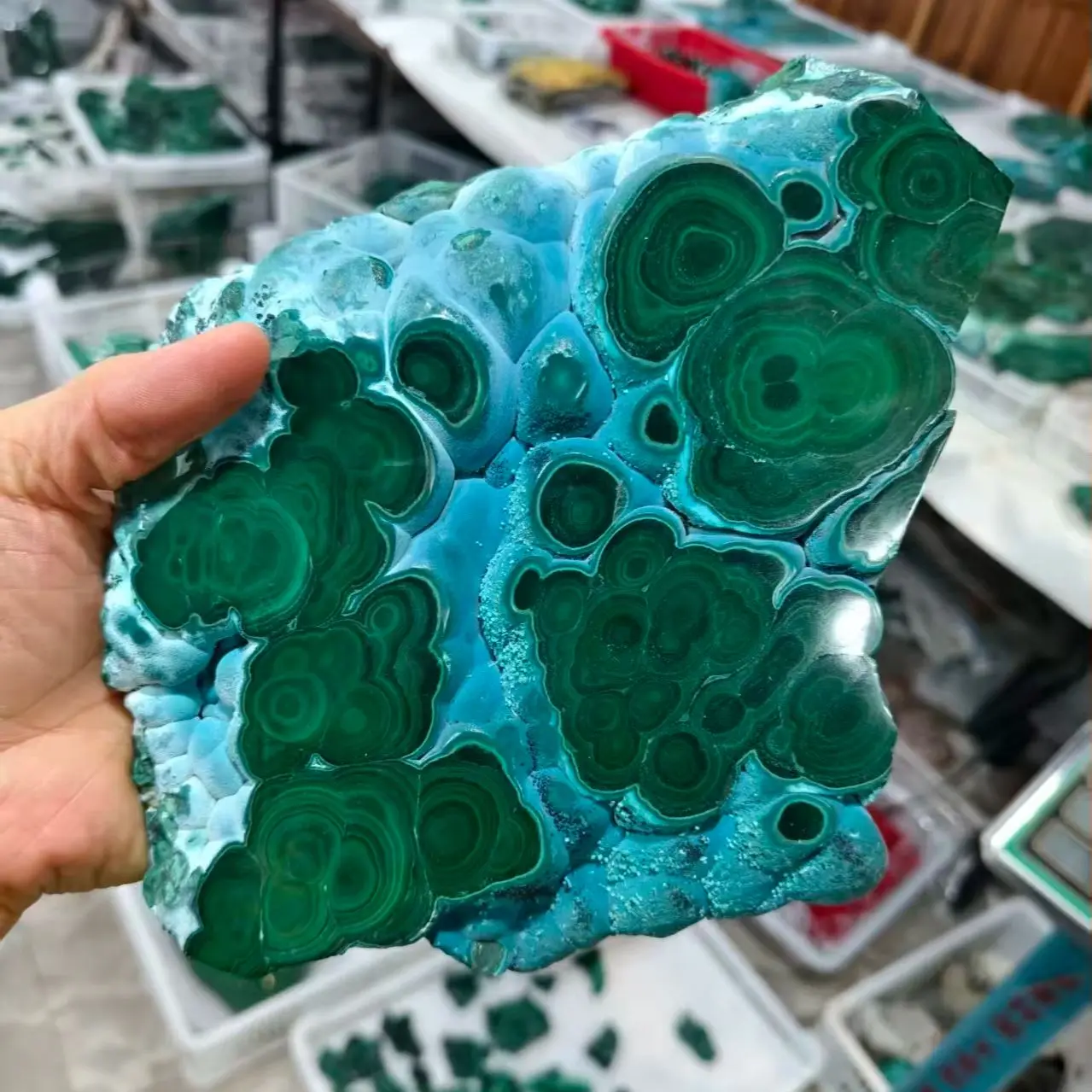 Top Natural Blue Malachite, Gui Peacock Cluster, Quartz Crystal Ore, Mineral Sample Reiki Healing Stone, Home Office Decor