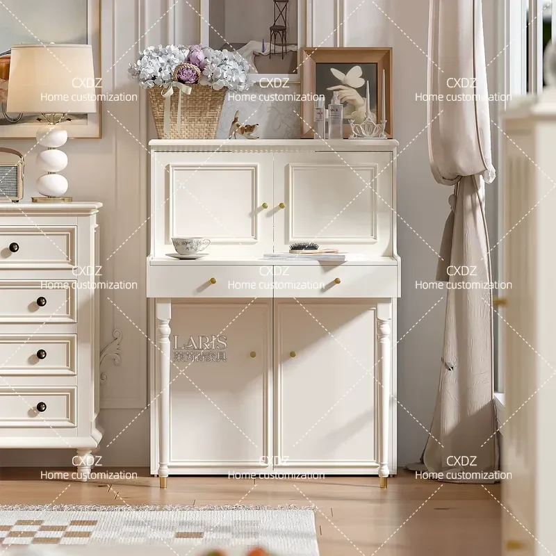cream wind solid wood small apartment white piano dresser bedside bedroom storage cabinet