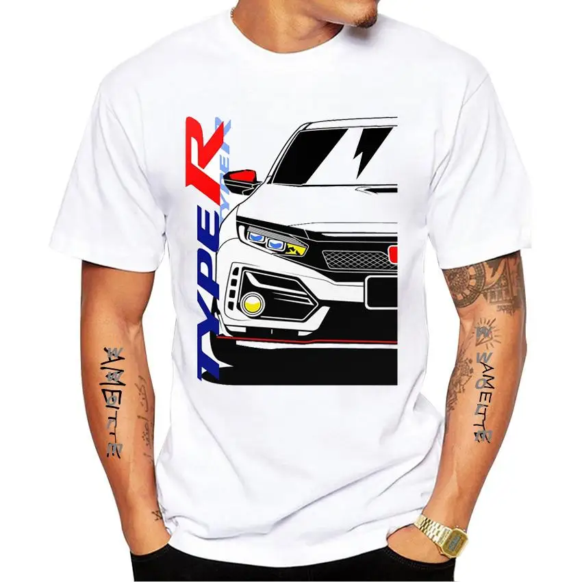 Kaus Klasik Tipe R Civic Musim Panas Baru Cetak JDM Legends Lengan Pendek Pria Hip Hop Atasan Kasual Anak Laki Putih t shirt men