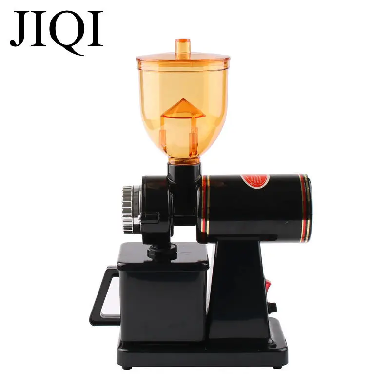 JIQI 110V/220V Automatic electric coffee grinder machine coffee Burr Mill Storage Capacity (250g) coffee mill