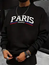 Paris France Letter Print Men Hoodie Street Tide All Match Sweatshirts Casual Fashion Comfortable Hoodies Crewneck Pullovers Top