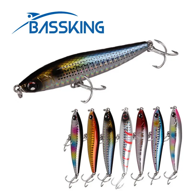 

BASSKING Sinking Pencil Bait Hard Fishing Lure VMC Treble Hooks Artificial Bait Pike Bass Wobbler, Saltwater Swimbait 80mm,