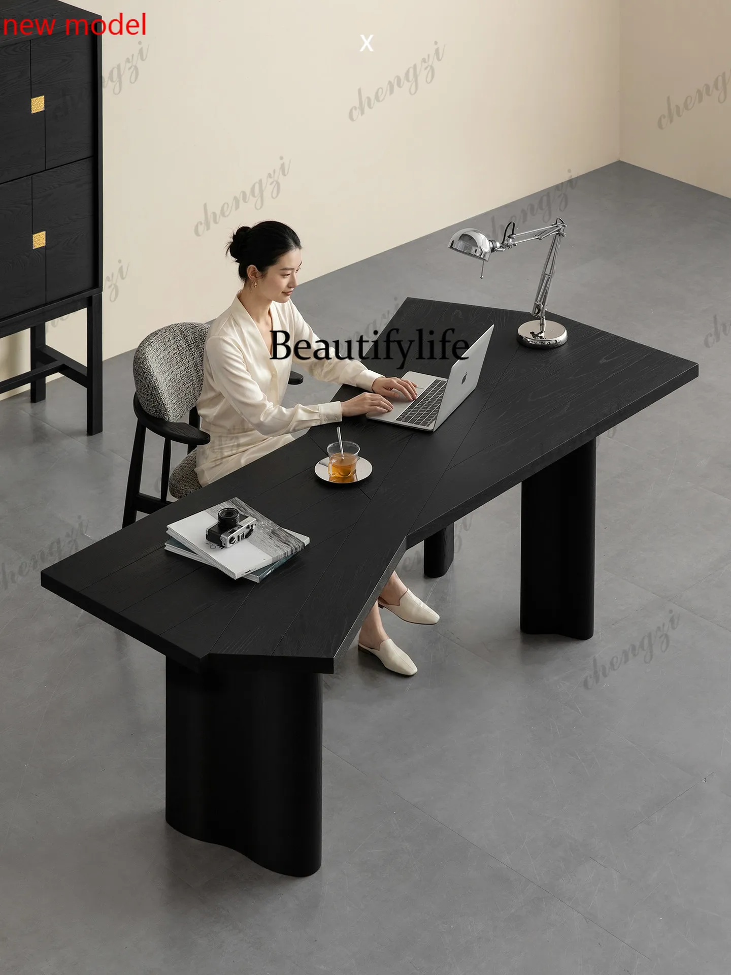 DD182All solid wood black, desk, living room home large board table, study desk