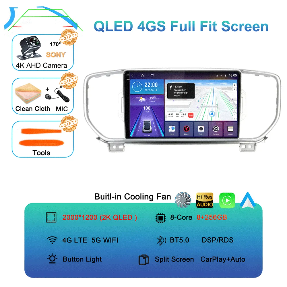 Android 16 autoradio multimediasysteem navigatie GPS 2 Din stereo DVD accessoires speakers voor KIA Sportage 4 KX5 2016 - 2018