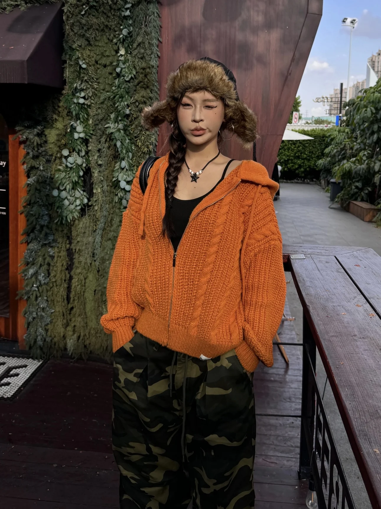 

Американский Sle оранжевый твист ленивый универсальный вязаный свитер с капюшоном для мужчин и женщин осень-зима повседневный свитер допней пальто