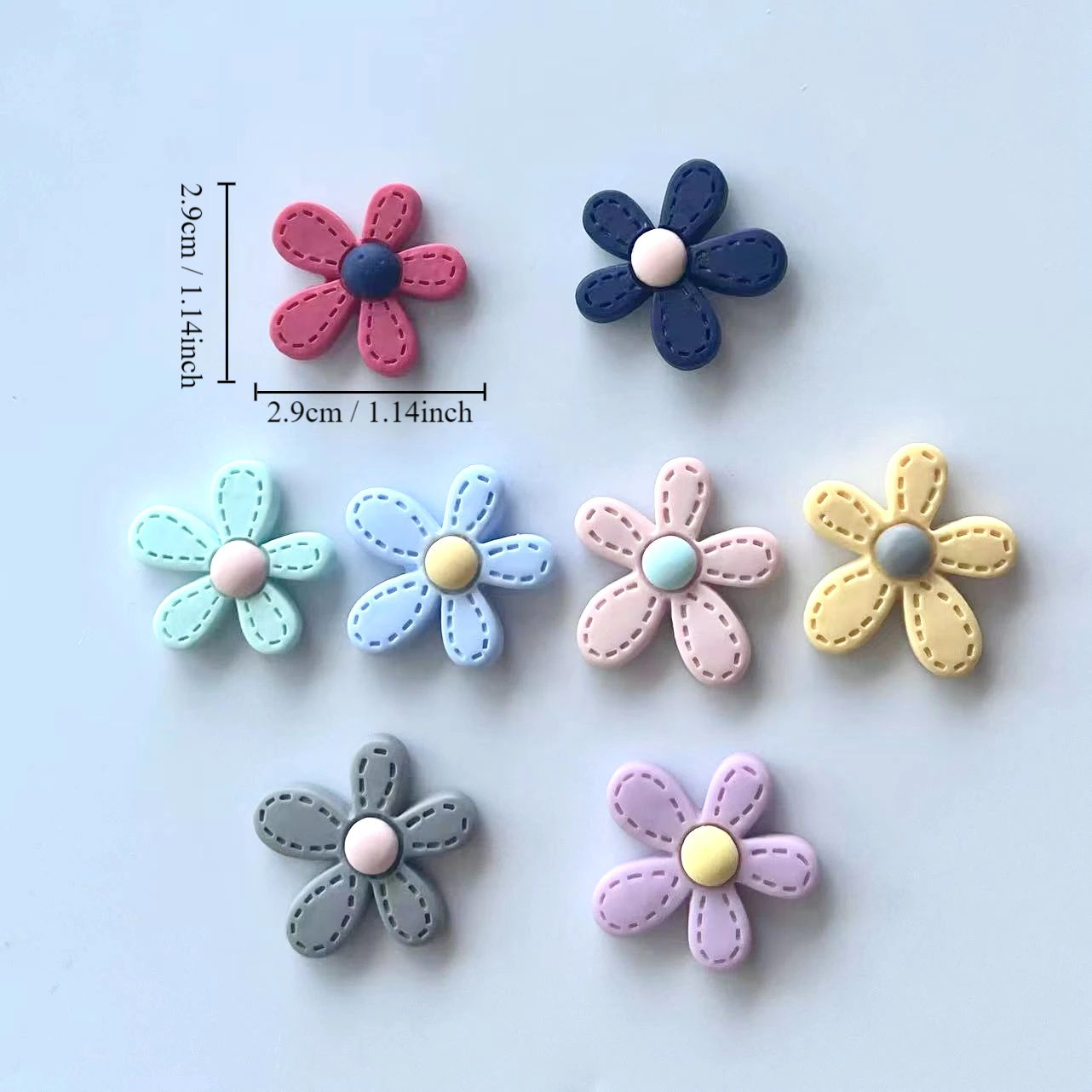 8pcs Five petal Flower Resin Refrigerator Magnet Small Flower Decoration Photo Message Post