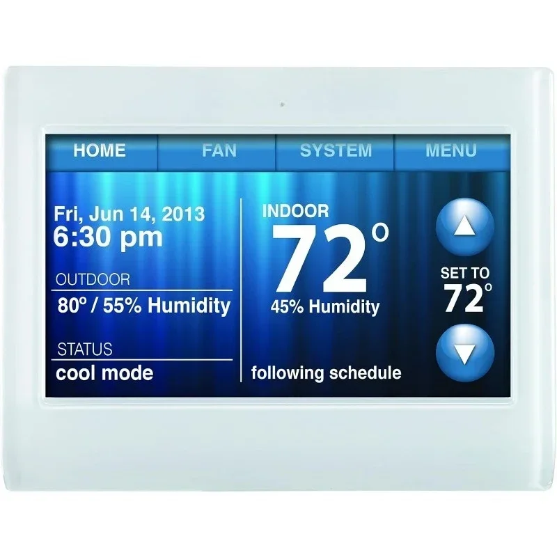 Wi-Fi 9000 Color Touch Screen Programmable Thermostat, 3.5 x 4.5 Inch, White, 'Requires C Wi