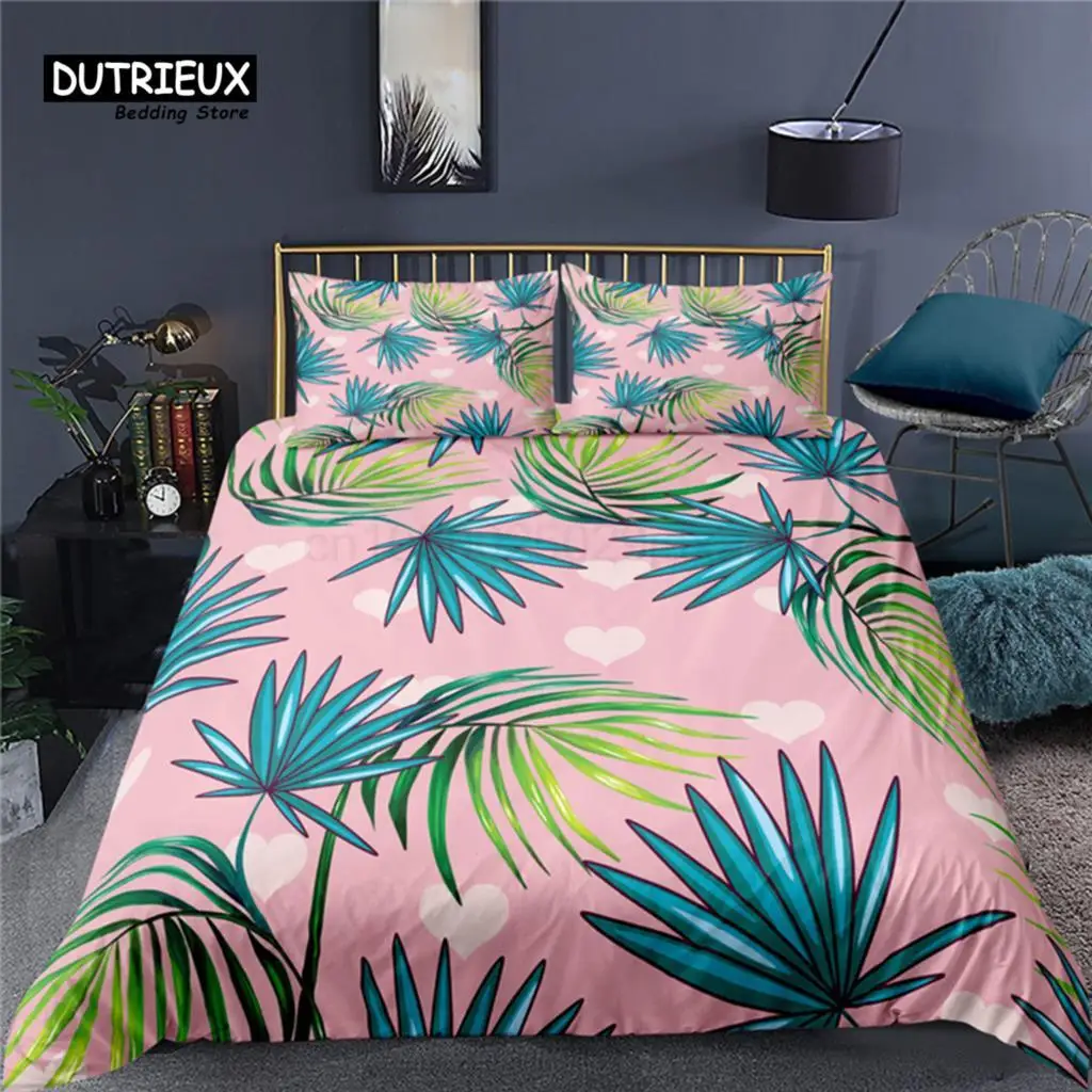 

Luxury 3D Tropical Leaves Print Home Living Comfortable Duvet Cover Pillowcase Kid Bedding Set Queen and King EU/US/AU/UK Size