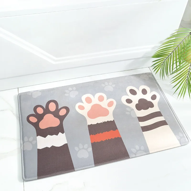 Cartoon Flannel Bathroom Floor Mat Lovely Home Bedroom Cozy Entrance Foot Rugs Thick Super Absorbent Anti-Slip Mat for Hallway