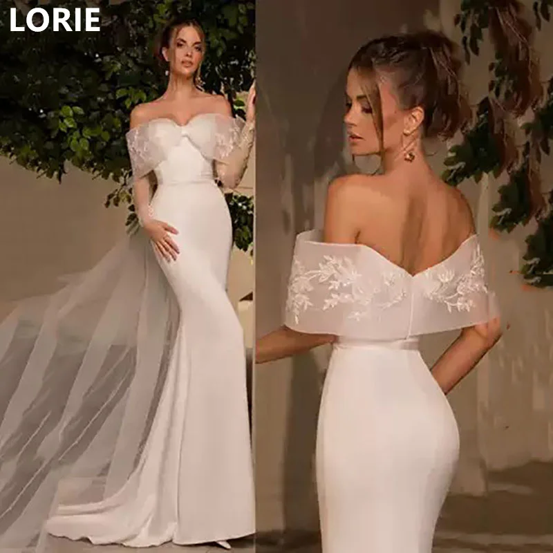 

LORIE Mermaid Off The Shoulder Wedding Dresses Applique Bow Backless Bridal Gown Princess Wedding Gowns Customized 2024