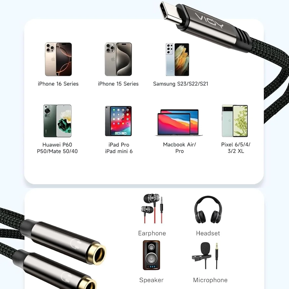 USB C To Dual 3.5mm Female Hea - Earphone Splitter Jack ulasan dan harga