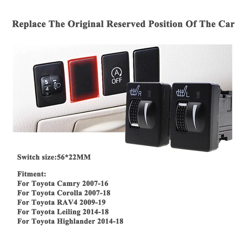 NEW DC 12V Car Seat Heater Switch Auto Heating Switch Replace For Toyota Camry Corolla RVA4 Car Seat Heating