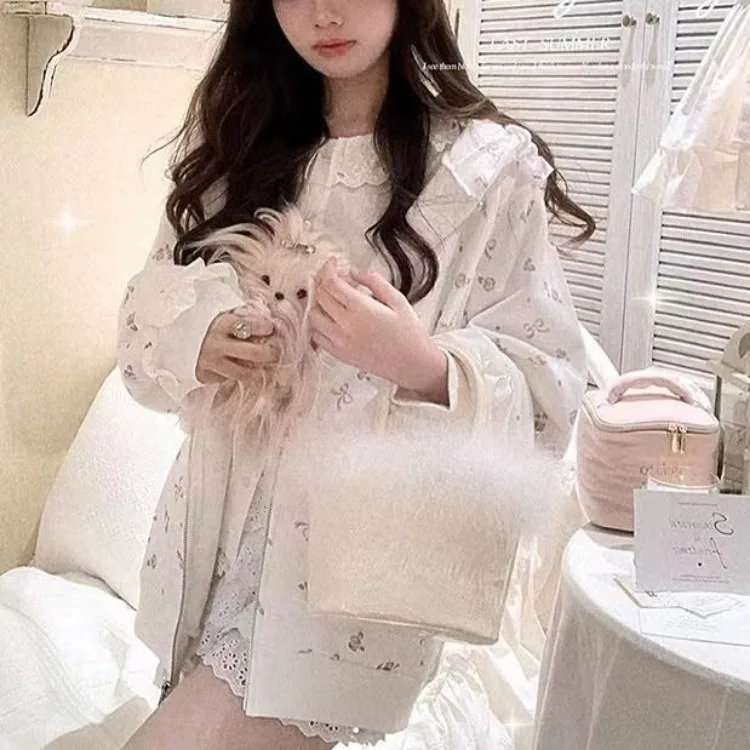 Sweet Floral Long Sleeved Zipper Sweatshirts Mujer 2024 Summer New Hoodie Jackets Y2k E-Girl Sleeve Cardigan Coat Women