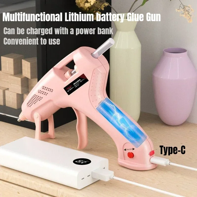 Rechargeable Glue Guns ,7mm Portable Cordless Hot Silicone Gun 3.7V,60 Min Use,Type-C Charging, 2600mAh,Kids DIY Crafts Tools