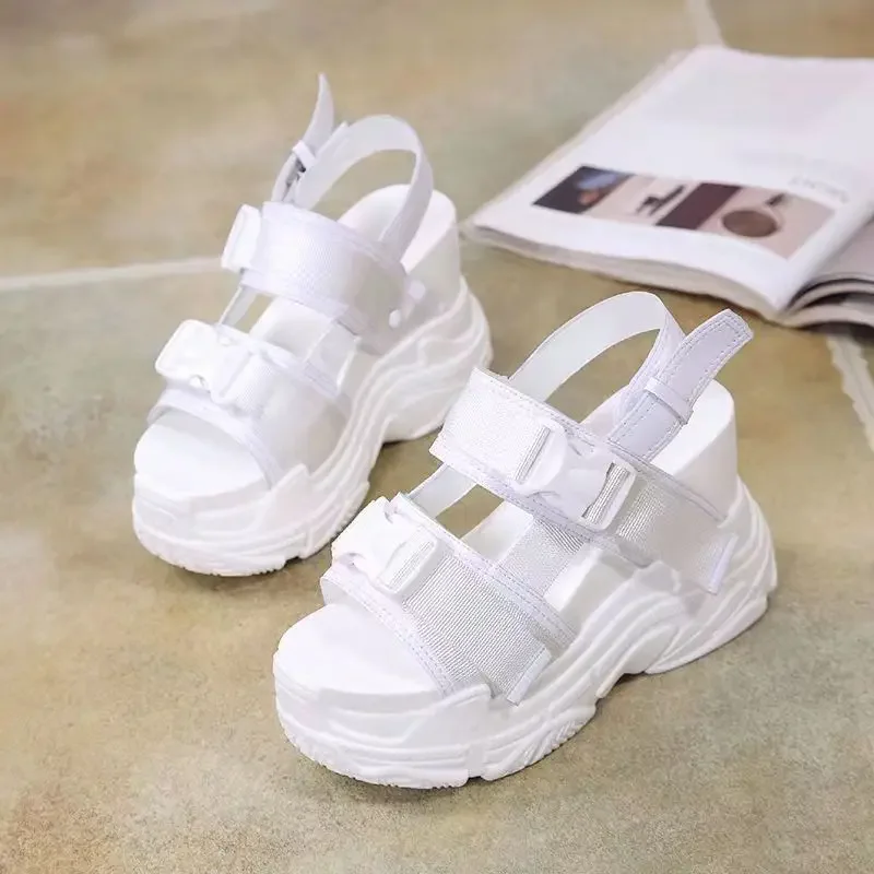 12cm Thick Soled Sandals for Women White Sneakers Women Wedge Women Shoe Ladies Beach Casual Platform Shoes Sandalias De Mujer - Image 2