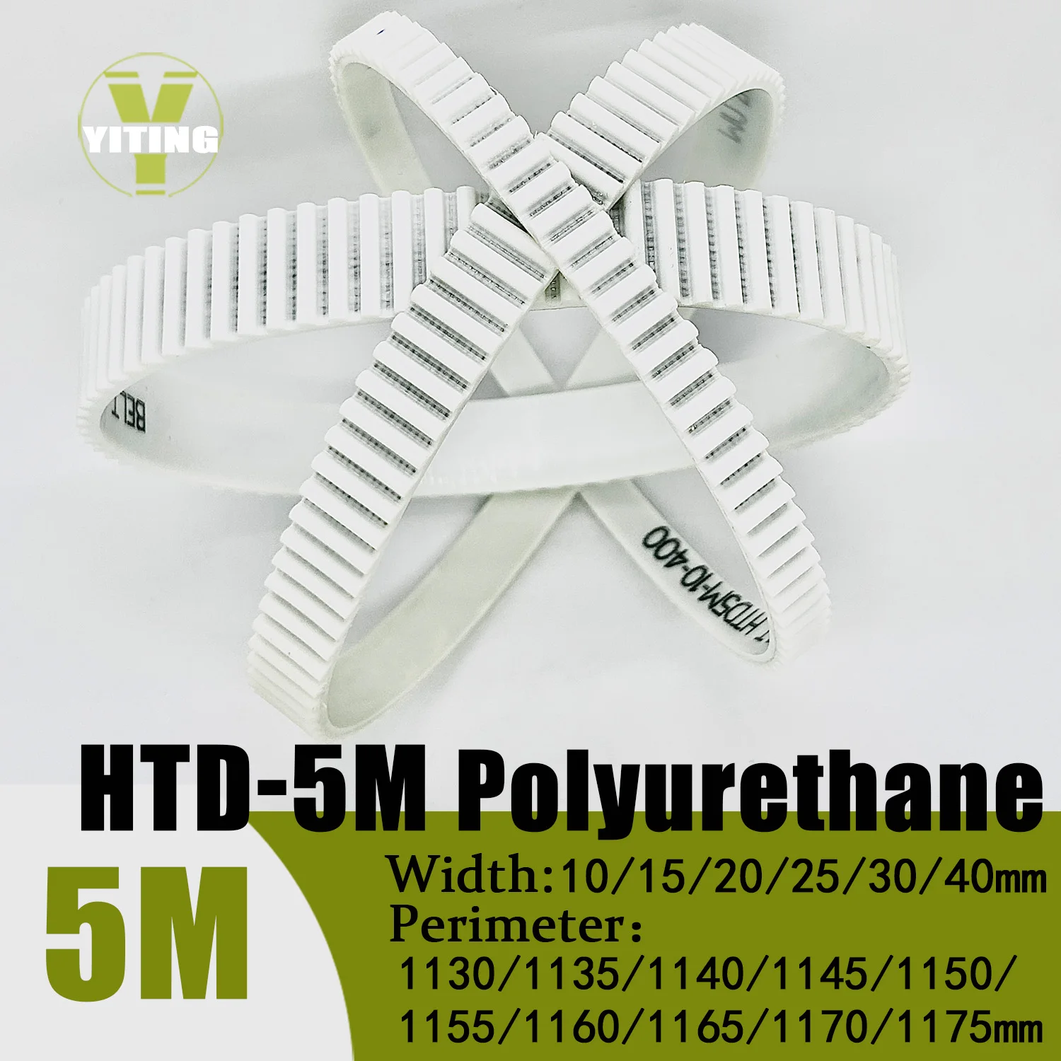 

HTD5M Polyurethane Steel Wire Connecting Belt Length1130/1135/1140/1145/1150/1155/1160/1165/1170/1175mm Width10/15/20/25/30/40mm
