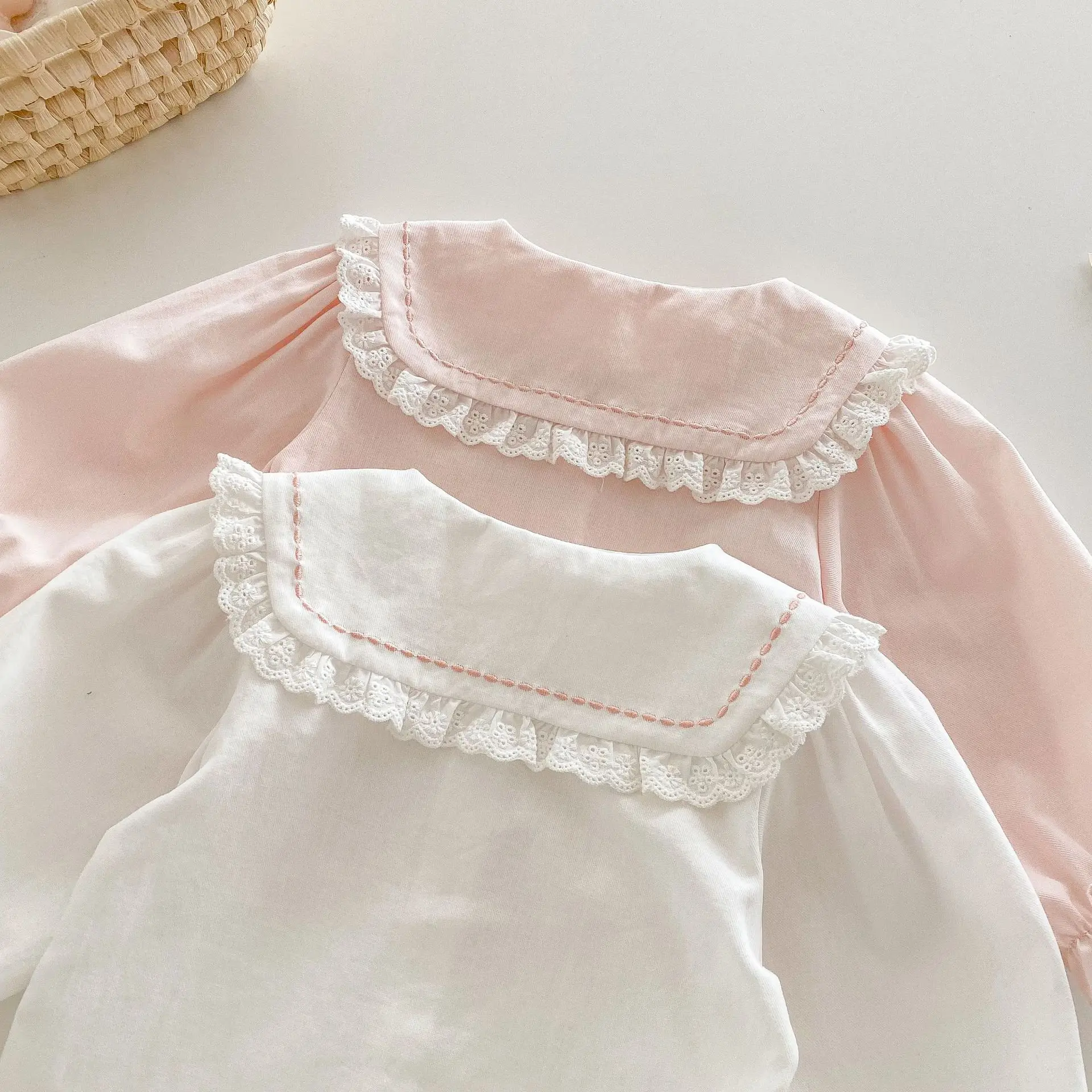 Girls Korean Style Shirt Spring Baby Lace Collar Blouse Fashion Tops For 0‑5Y Children Spring Outfits