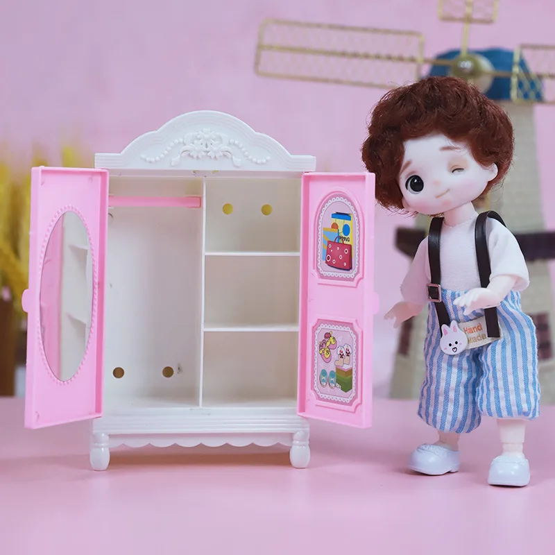 Dollhouse Accessories Furniture Wardrobe Chair Shoe Rack Bed Mirror For Barbies Doll Accessories Bjd Kelly 1:12 Doll Diy Toys