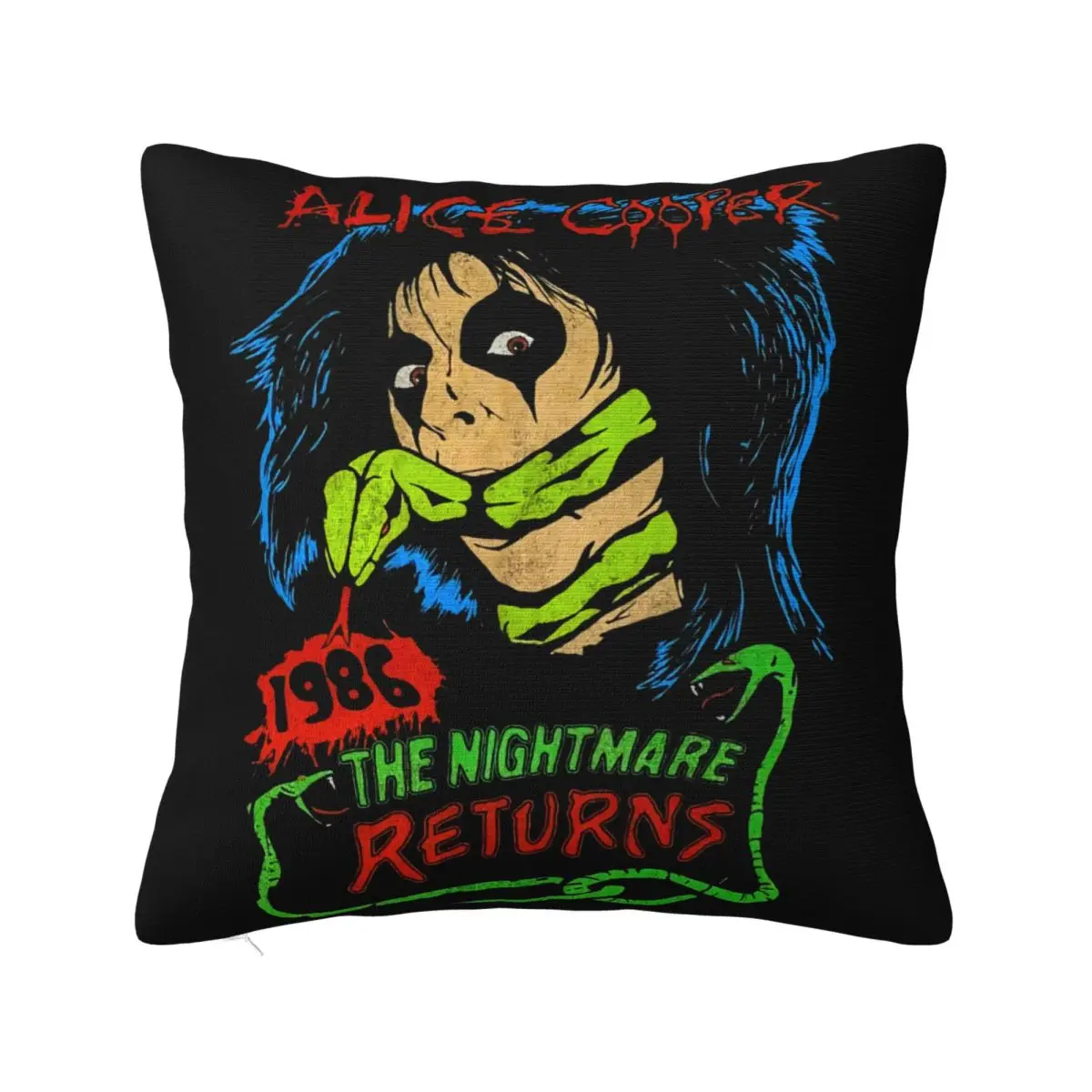 Alice Cooper Constrictor The Nightmare 1986 Black Unisex All Size L727 Swag Pillow Case