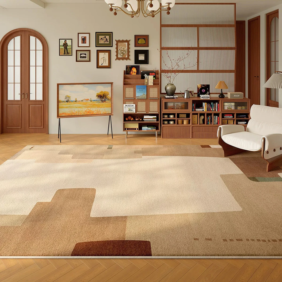 Living Room Floor Mats Vintage Abstract Creative Design Carpet Large Area Rugs Bedroom Rug Soft Short Plush Mat Alfombra Salón