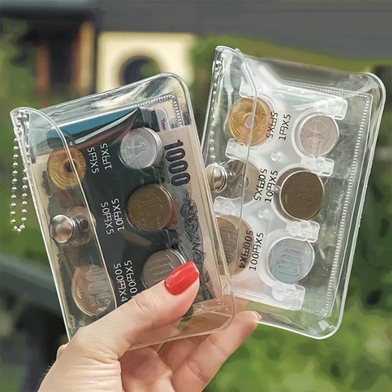 Colourful Transparent Coin Clip Organizer Small Wallet Loss Prevention Clip Japanese Currency Sorting Travel Portable Card Case