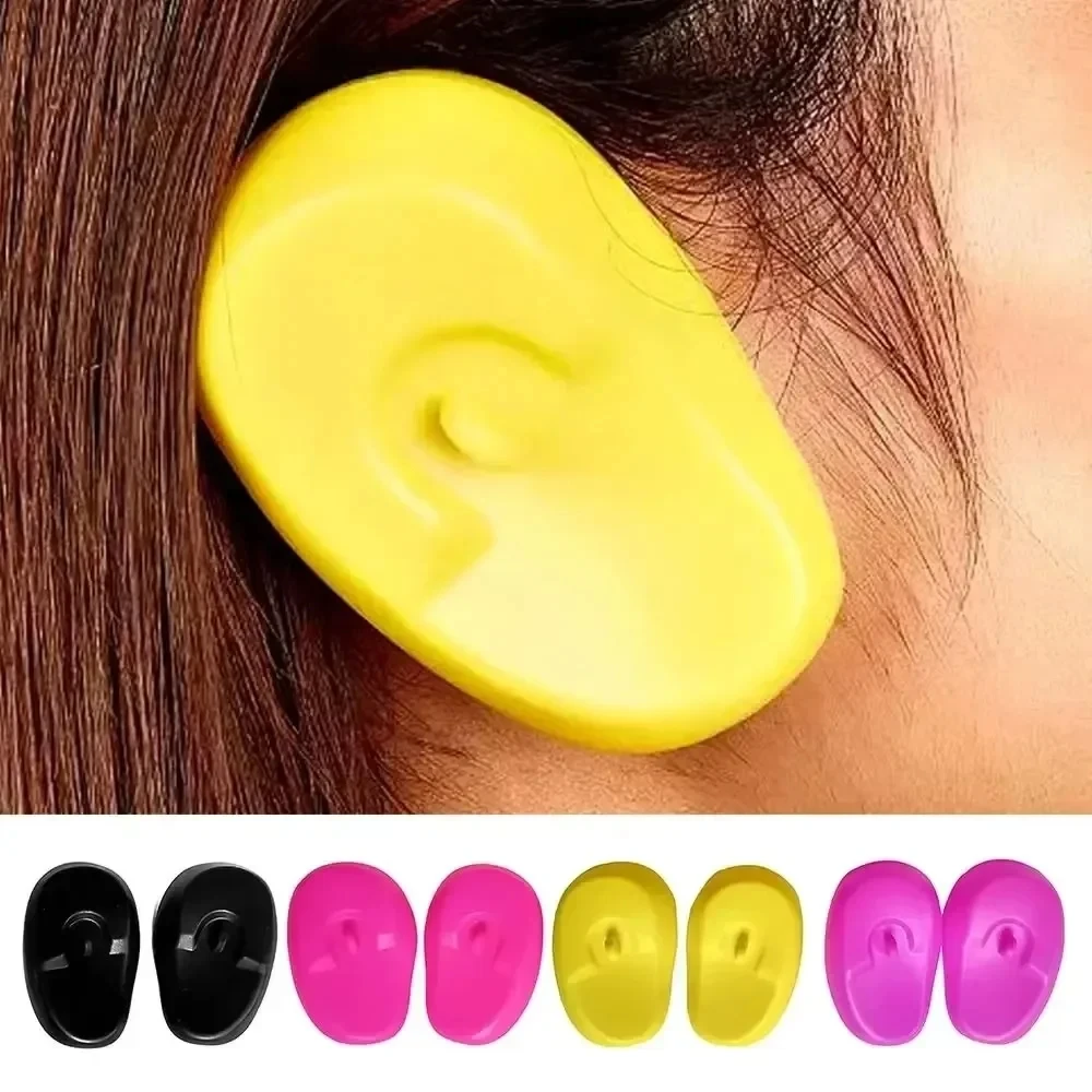 1 Pair Silicone Ear Cover Hair Coloring Dyeing Ear Protector Waterproof Shower Ear Shield Earmuffs Caps Salon Styling Accessorie