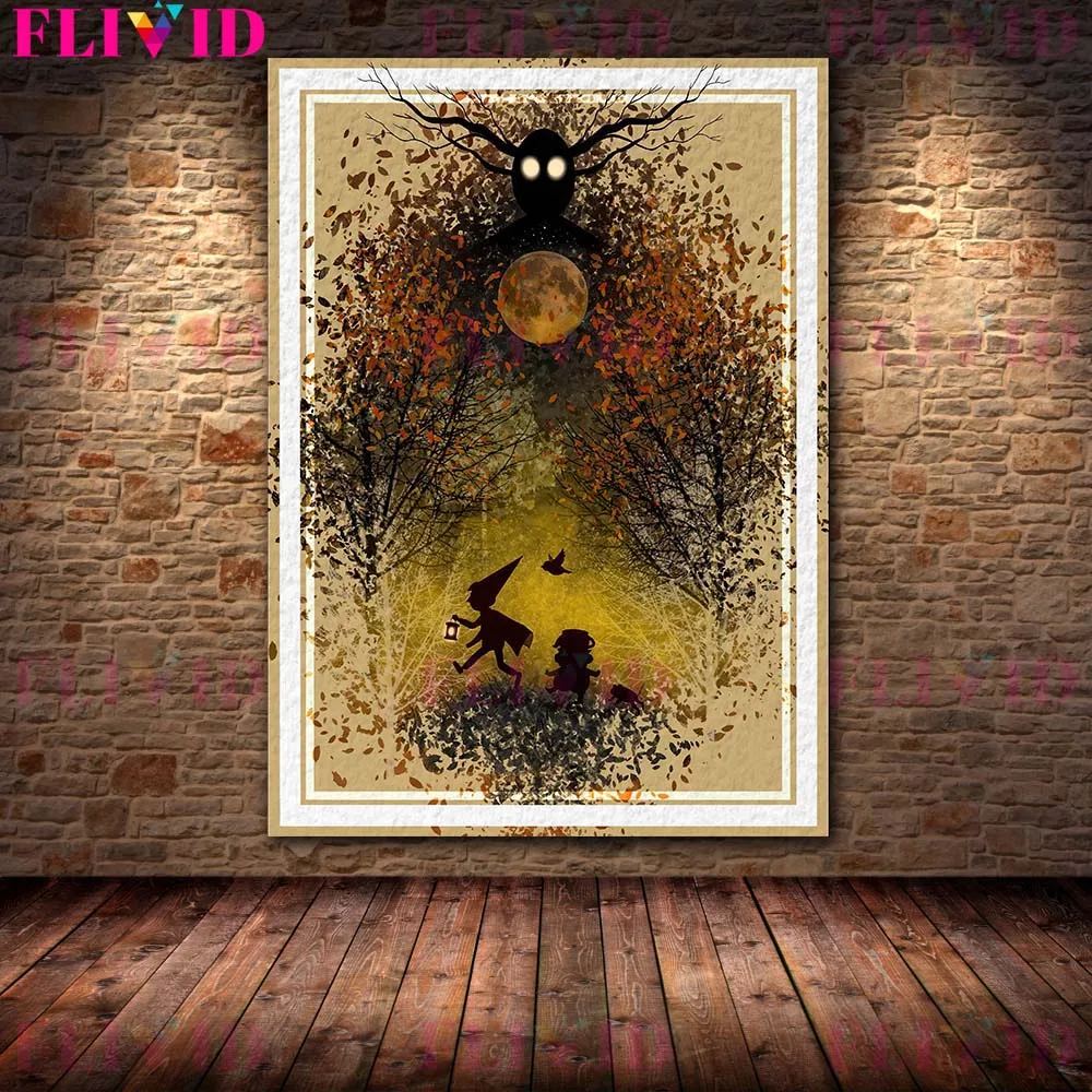 The Winter Goddess And The King Vintage Wall Canvas Painting Ghost And Evil Wolves In The Cold Winter Forest Poster Print Decor