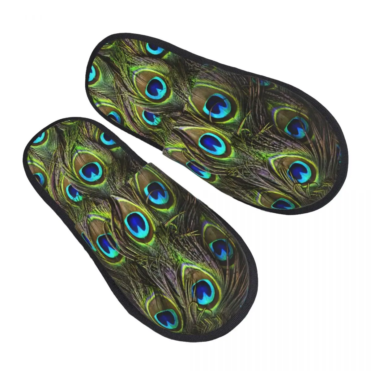 Custom Peacock Cute And Beautiful Comfy Scuff Memory Foam Slippers Women Feather Animal Hotel House Shoes