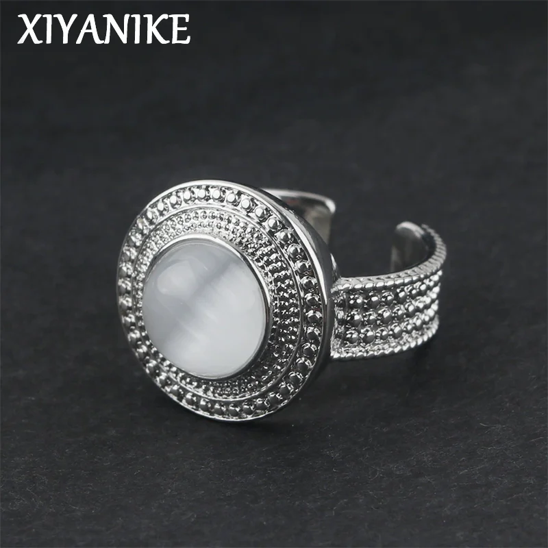 XIYANIKE الأبيض ضوء القمر القط العين حجر قابل للتعديل خواتم الاصبع للنساء موضة جديدة مجوهرات نسائية هدية حفلة عطلة anillos #1
