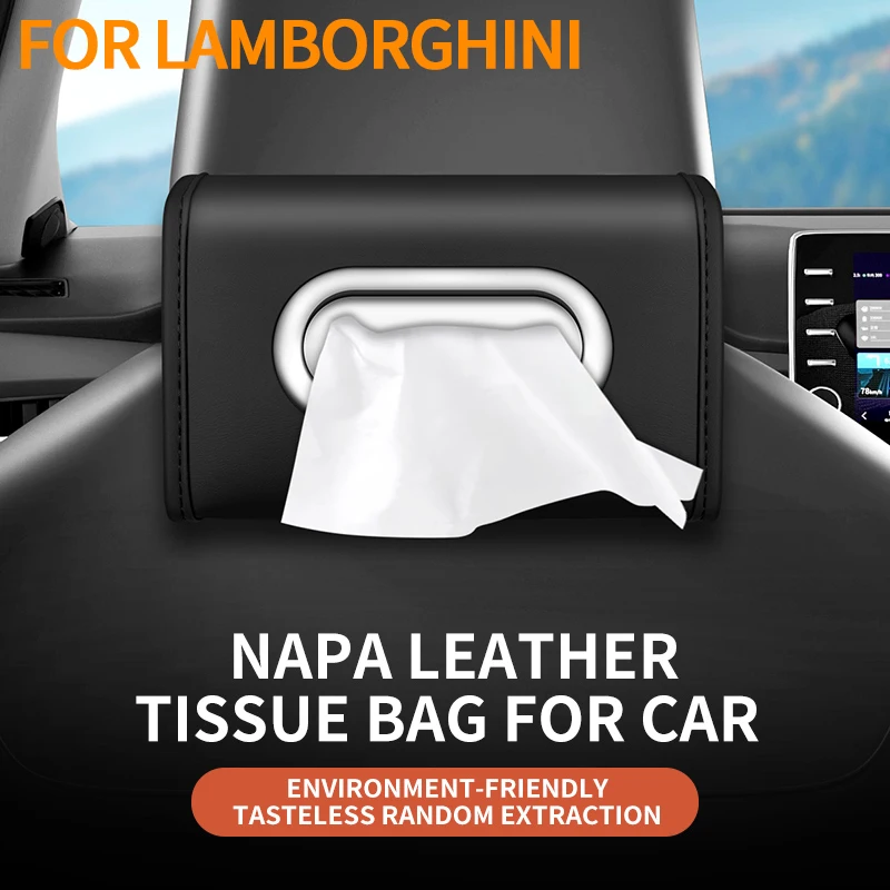 For Lamborghini Revuelto Coupe Temerario Huracán Gallardo Urus Car Seatback Tissue Organiser Box Sun Visor Console Tissue Bag
