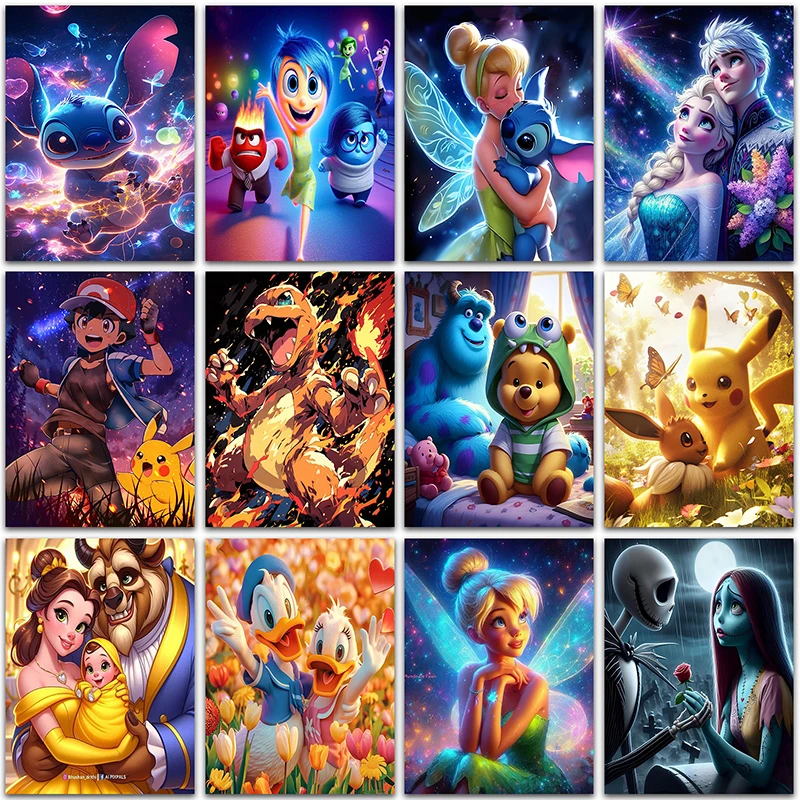 

Disney Pokemon Diamond Painting Frozen Stitch Pikachu Tinker Bell Home Decor Full Square&Round mosaic embroidery Cross stitch 5D