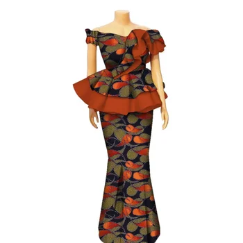 여성용 패션 스커트 세트 아프리카 의류, O-넥 반팔 다시키 블라우스 상의 및 스커트, 긴 원피스 아프리카 복장 WYQ985-wome